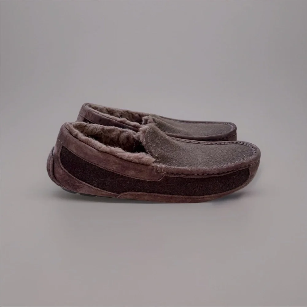 Ugg Australia Mens Ascot Wool Size 8 Brown Slippers Loafers